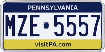 PA license plate MZE5557