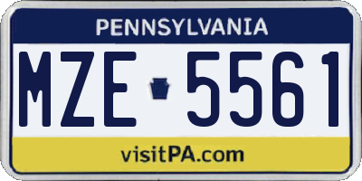 PA license plate MZE5561