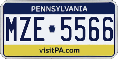 PA license plate MZE5566