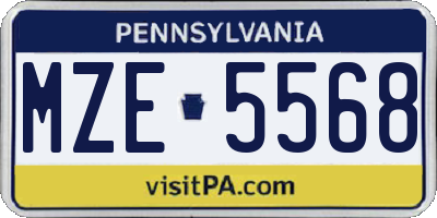 PA license plate MZE5568