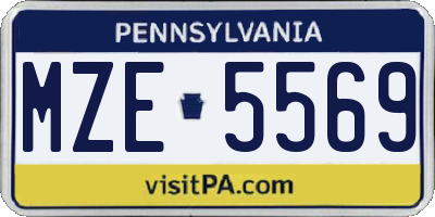 PA license plate MZE5569