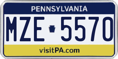 PA license plate MZE5570