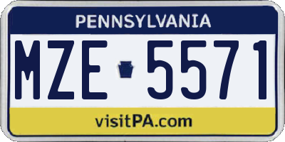 PA license plate MZE5571
