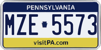 PA license plate MZE5573