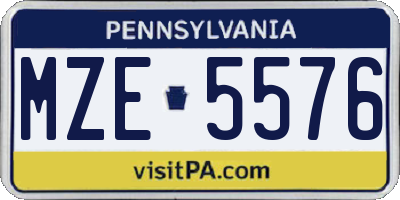 PA license plate MZE5576