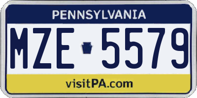 PA license plate MZE5579