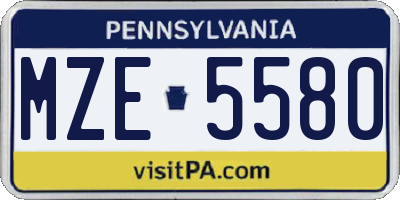 PA license plate MZE5580