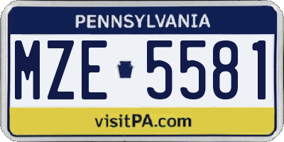 PA license plate MZE5581