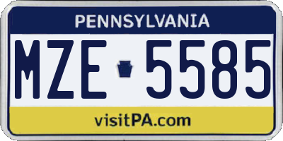 PA license plate MZE5585