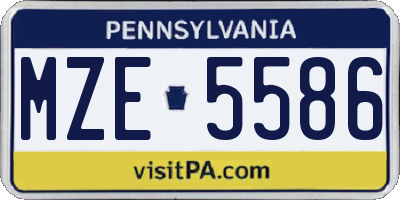 PA license plate MZE5586