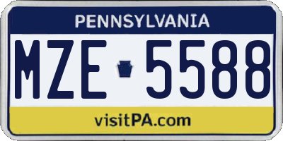PA license plate MZE5588