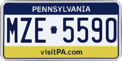 PA license plate MZE5590