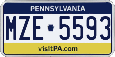 PA license plate MZE5593