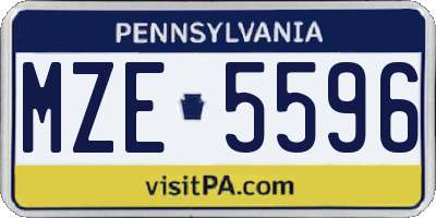 PA license plate MZE5596