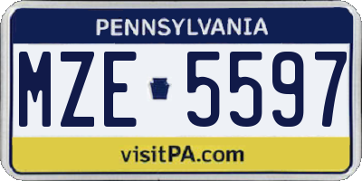 PA license plate MZE5597