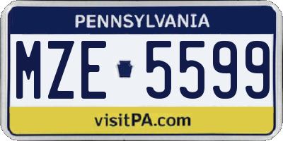 PA license plate MZE5599