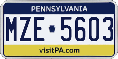 PA license plate MZE5603