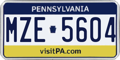PA license plate MZE5604