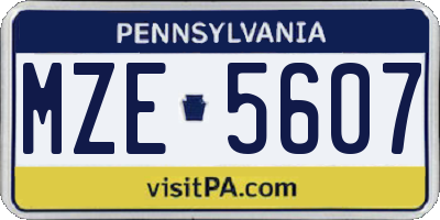 PA license plate MZE5607