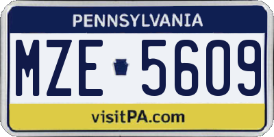 PA license plate MZE5609