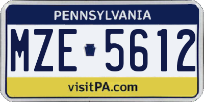 PA license plate MZE5612