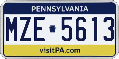 PA license plate MZE5613