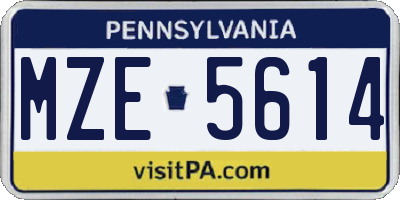 PA license plate MZE5614