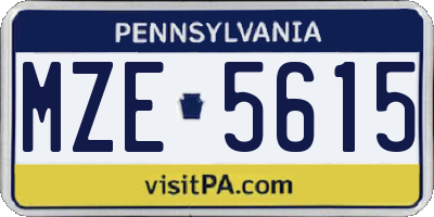 PA license plate MZE5615