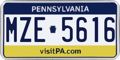 PA license plate MZE5616