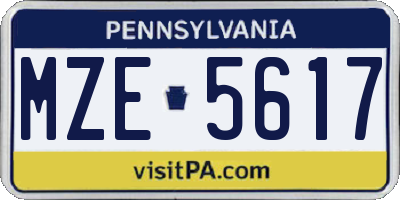 PA license plate MZE5617