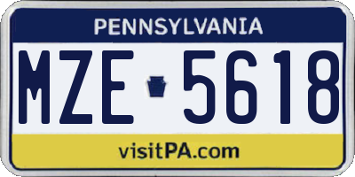 PA license plate MZE5618