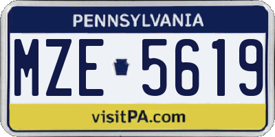 PA license plate MZE5619