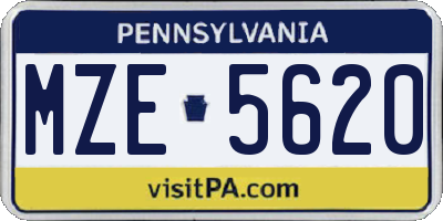 PA license plate MZE5620