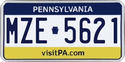 PA license plate MZE5621
