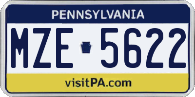 PA license plate MZE5622