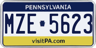 PA license plate MZE5623