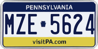 PA license plate MZE5624
