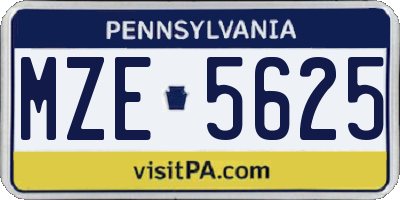 PA license plate MZE5625