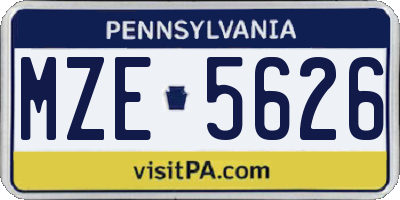 PA license plate MZE5626