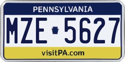 PA license plate MZE5627