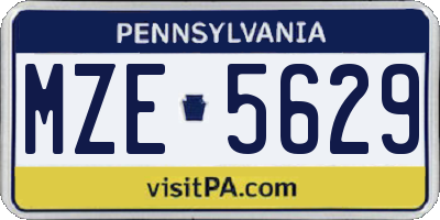 PA license plate MZE5629