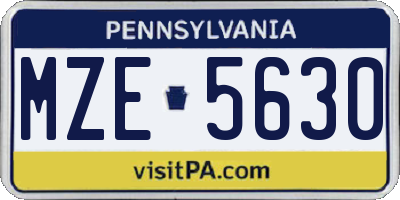 PA license plate MZE5630