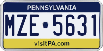 PA license plate MZE5631