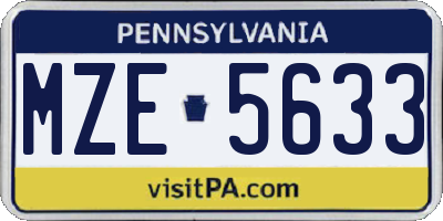 PA license plate MZE5633