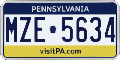 PA license plate MZE5634