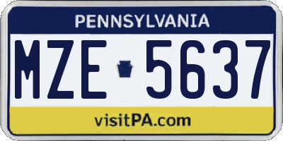 PA license plate MZE5637