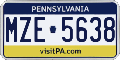 PA license plate MZE5638