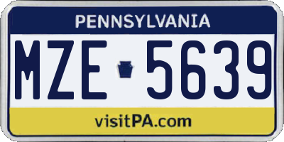 PA license plate MZE5639