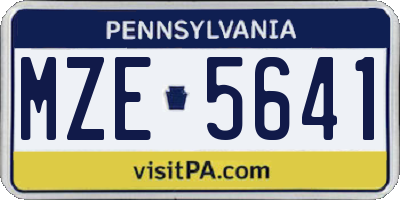 PA license plate MZE5641