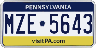 PA license plate MZE5643